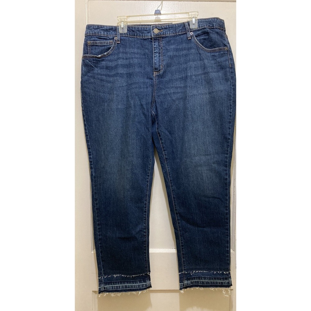 Universal Thread Womens Jeans 20W Boyfriend Frayed Raw Hem Dark Wash Stretch NWT